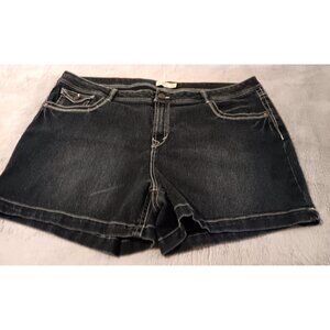 Faded Glory Womens Jean Shorts Medium Wash Denim Plus Size 26W button flap